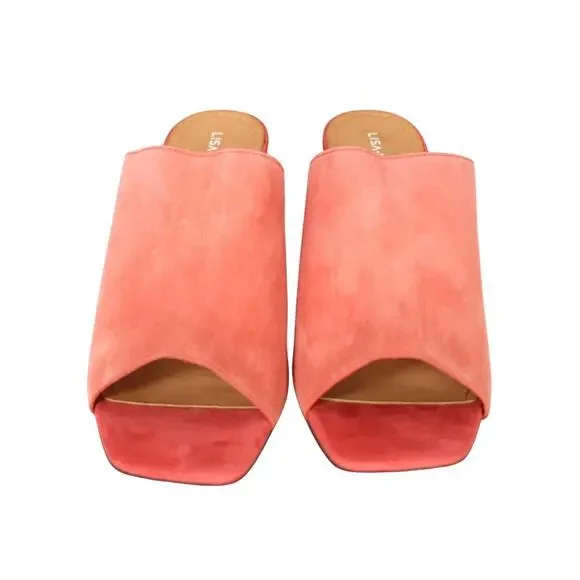 Coral Suede Open-Toe Mule Sandals - Le-Velocity - Picture 2 of 6